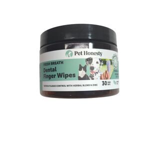 Pet Honesty Fresh Breath Dental Finger Wipes For Dogs & Cats 30 Count Peppermint